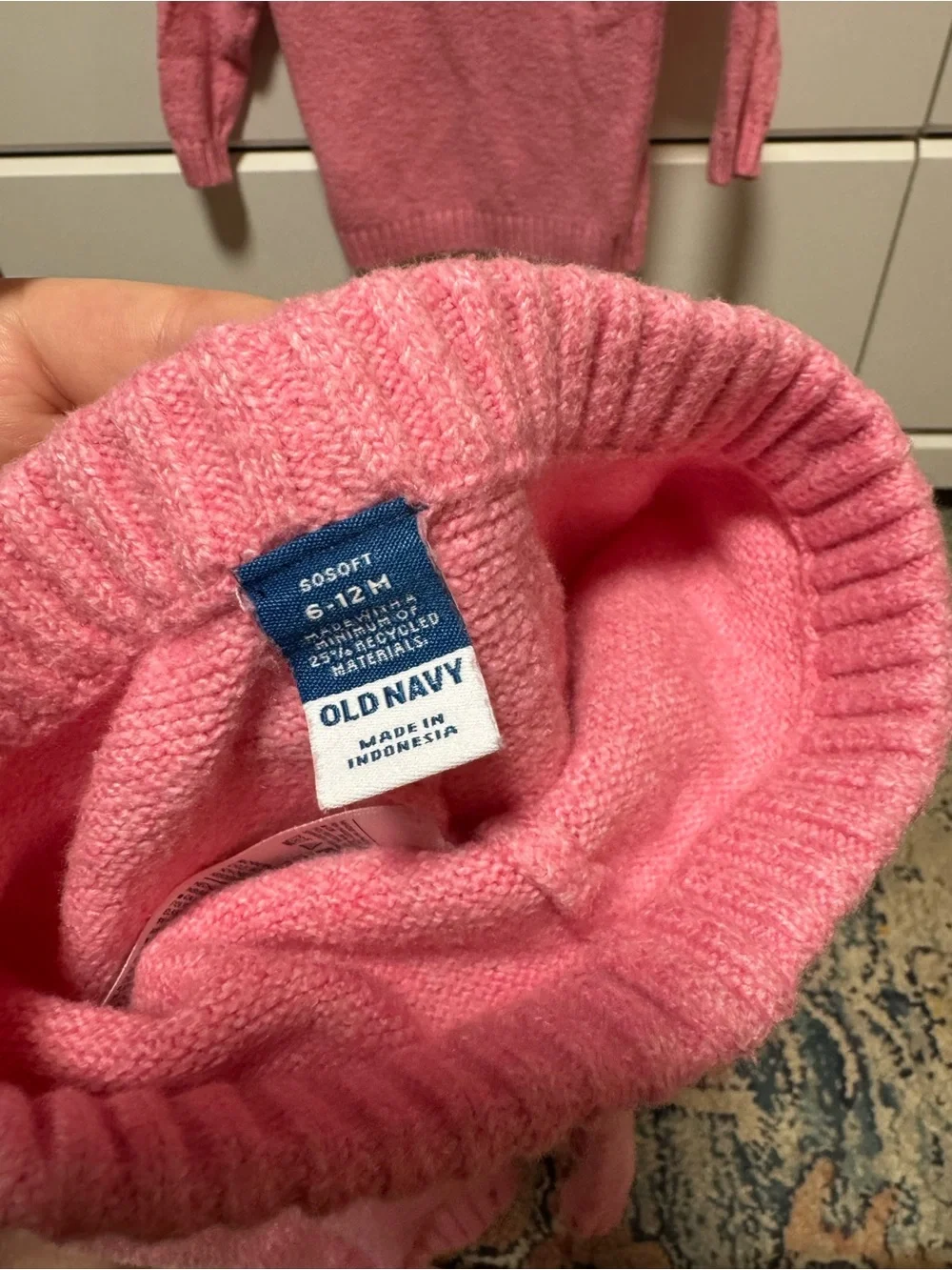 Old Navy Pink Sweater with Cream Bow set